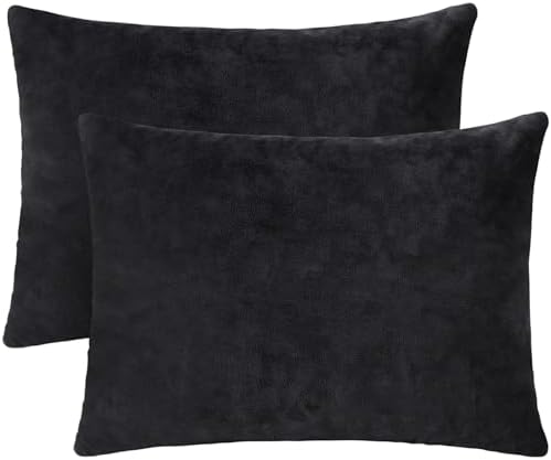 1 MIDDLE ONE 2 Pack Small Pillow, 16 X 12 Inches, Memory Foam Mini Pillow for Travel, Camping, Sleeping, Nap and Neck, Knee, Lumbar Support, Tiny Cushion for Pet, Dogs (Black) by 1MIDDLEONE