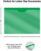 Green Vinyl Pocket Folder, Doctor Stuff, Closed Sides, Letter Size, Clear Front Top Loading Job Jacket, Documents Holder for Office, High School and Medical Files, Pack of 25 - Image 2
