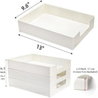 Eorbow 3 Pack Letter Tray, Plastic Stackable A4 Paper Trays, Rectangular Desk Drawer Organizer, File Holder for Desktop, Office Supplies Storage, White - Image 2