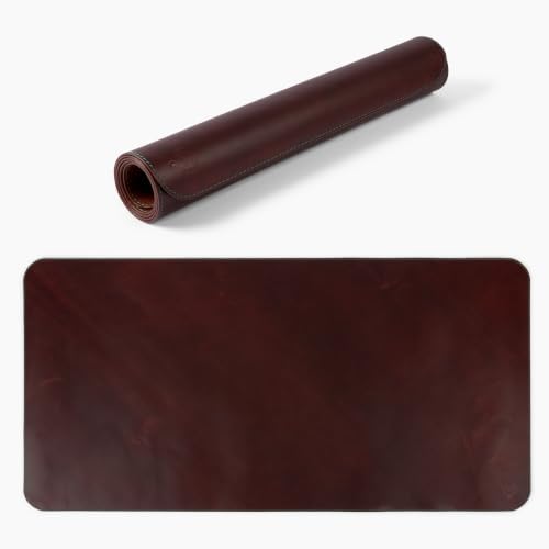 Havee Cabana Leather Desk Mat - Genuine Leather Handmade in Colombia - 32" x 16" - Brown by HaveeLeather