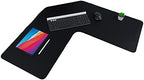 Con-Tact Brand XL Corner Desk Pad | Waterproof Anti-Slip PU Leather | Large Corner Computer Workstation Protection | Mouse Pad Gaming Pad | 36" X 15.7" L Shape | Dual Sided (Black) by Kittrich+%28Home%29
