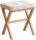 Foot Stool Small Ottoman Foot Rest Padded Foot Stool Desk for Under Office Desk Vanity Stool Bamboo Footstool Sofa Footrest Shoe Stool Small Foot Stools (Natural Legs + Beige) by FILWH
