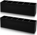 2 Pcs Acrylic Makeup Brush Holder 6 Compartments Pen Organizer, Black by Juexica