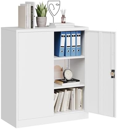 MIIIKO Metal Lockable Storage Cabinet, Small Metal Garage Storage Cabinets with Doors and Shelves for Home Office,Garage by MIIIKOOfficeFurniture