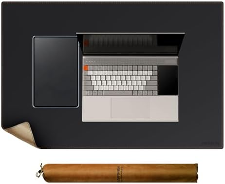 MAIDERN Cork & Leather Desk Mat, 31.5” x 24” Large Desk Pad (Black) by Maidern