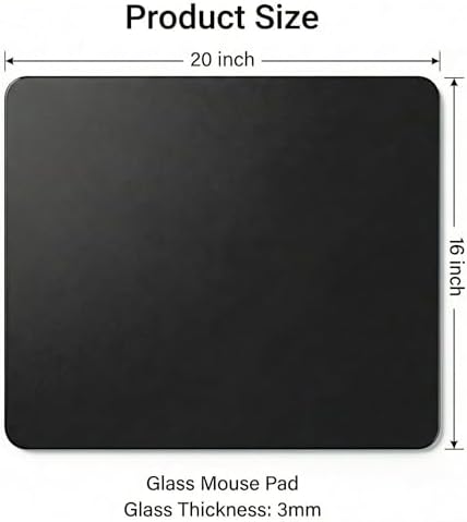 Tempered Glass Gaming Mousepad, 16x20 inch Black Tempered Glass Mousepad, Professional Esport MousePads, Durable Mouse Mat, Smooth Surface - Image 2