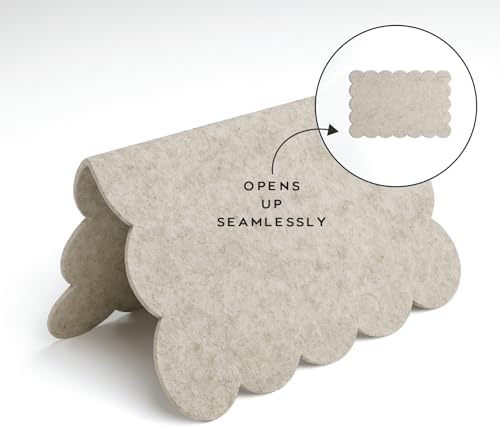 Orelle Scalloped Felt Bulletin Board | 23 x 15” | Foldable Peel and Stick Felt Board for Wall | Alternative Cork Board for Office, Message Board, Kids Art Display | Beige - Image 6