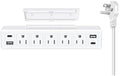 40W Under Desk Power Strip Surge Protector 1200J 5 Outlet 4 USB 6FT White by ANNQUAN