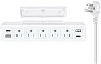 40W Under Desk Power Strip Surge Protector 1200J 5 Outlet 4 USB 6FT White by ANNQUAN