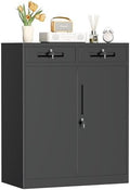 INTERGREAT Metal Garage Storage Cabinets with Lock,Steel Storage Cabinet with Drawer and 2 Adjustable Shelves, Small Lockable Office Steel Cabinet for Home, Warehouse, School, Black by INTERGREAT