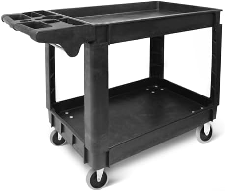 MaxWorks 50993 500-lb Utility Service PP Cart with Two Trays and Wheels 40 inch x 17 inch Overall Dimensions by MaxWorks