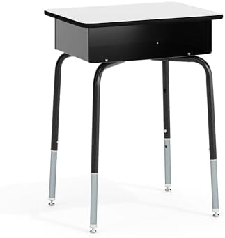 Flash Furniture Metal Student Desk with Open Book Box, Gray by FlashFurniture