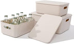Yishyfier Plastic Storage Baskets With Lid Organizing Container Lidded Knit Storage Organizer Bins for Shelves Drawers Desktop Closet Playroom Classroom Office (M+2S, Light grey) by Yishyfier