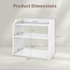 Tangkula 3-Tier Desktop Bookshelf, Wooden Countertop Bookcase with Guardrails, Space-Saving Desk Display Hutch Shelf, Modern Tabletop Storage Organizer for Study Room, Office and Dormitory (2,White) - Image 3