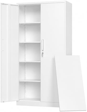Metal Storage Cabinet with Locking Doors, 71" Tall Steel Locker Organizer with Adjustable Shelves, Garage Utility Cabinet for Home, Office, Shop, and School by Unknown