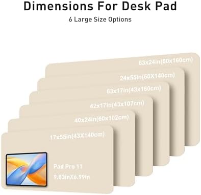 Aothia Faux Leather Desk Mat - Large Mouse Pad, Non-Slip PU Leather Blotter, Waterproof Writing Surface for Office and Home (Beige, 63" x 24") - Image 5