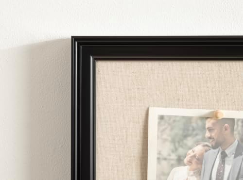 Kate and Laurel Adlynn Rectangle Framed Linen Fabric Pinboard, 15 x 24, Black, Traditional Beveled Accent Bulletin Board for Vintage Home Wall Organization or Aspirational Vision Board - Image 6