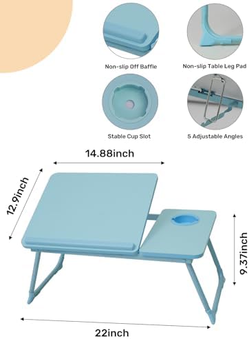 Lap Desk for Couch/Sofa/Floor, 5-Angle Adjustable Bed Desk with Foldable Legs &Cup Holder, Light Weight Bed Tray Table for Writing/Eating/Reading, Portable Laptop Stand for Adults, Kids - Image 3