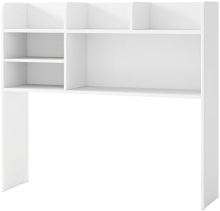 BECOMFORT Desk Hutch, Desk Organizer Shelf w/ 6 Storage Compartments, up to 32” Monitor, Wooden Display Rack, Desktop Bookshelf for Vanity Dressing Tabletop College Dorm Home & Office by BECOMFORT