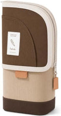 Retractable Pencil Case, Large Standing Pen Pouch, 3 Compartments (Cocoa Brown) by Unknown