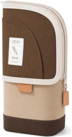 Retractable Pencil Case, Large Standing Pen Pouch, 3 Compartments (Cocoa Brown) by Unknown