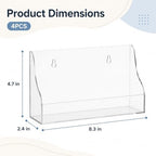 OMISTAR 4 PCS Index Card Holder, 5x8 Inch Clear Acrylic Desk & Wall Mount Postcard Holder with Adhesive Suction Base, Mail Holder Box for Index Organizer Desk Table Home Office (4PCS-B) - Image 4