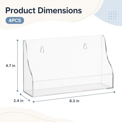 OMISTAR 4 PCS Index Card Holder, 5x8 Inch Clear Acrylic Desk & Wall Mount Postcard Holder with Adhesive Suction Base, Mail Holder Box for Index Organizer Desk Table Home Office (4PCS-B) - Image 4