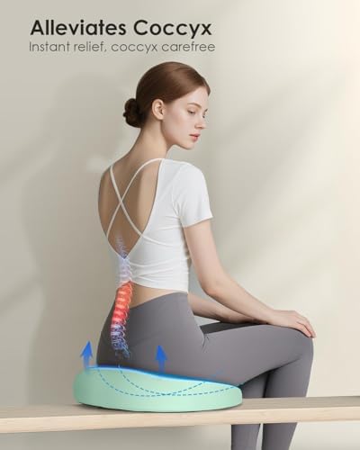 FLORICH Seat Cushion, Memory Foam Cushion for Office Chair, Ergonomic Office Seat Chair Cushion for Relieving Sciatica, Soft & Breathable Car Seat Cushion - Green - Image 6