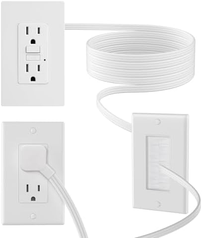 in Wall Cable Management Kit - Outlet Extender - 2AC GFCI Outlet 15amp, Receptacle with LED Indicator Light,8ft Cord,Hard-to-Reach Outlets for TV,Nightstands,Sofa,Desks by Unknown