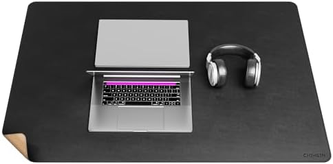 Chihein 39” x 28” Cork & PU Leather Desk Mat (Black) by Chihein