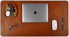LEATHER VILLAGE Real Leather Desk Pad Thick Double Layer Desk Mat Cognac. by LeatherVillage