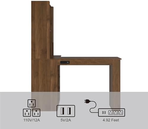 51.6" Corner Computer Desk with Drawers for Home Office, Walnut - Image 6