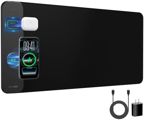 Magnetic Wireless Charging Mouse Pad, 31.5"x15.8" Large Desk Mat by abcmat