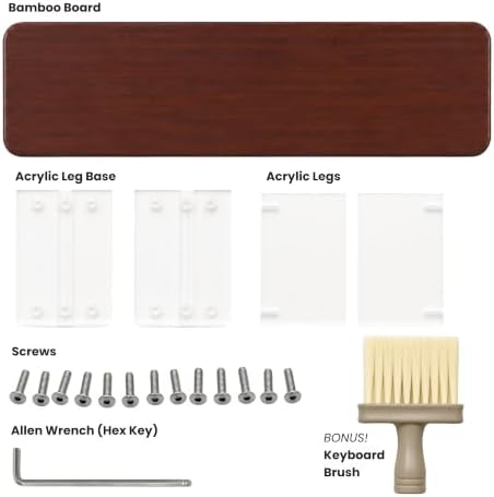 Bamboo Monitor Riser, Wide Desktop Monitor Stand for Desk with Clear Acrylic Legs, 31.5 x 8" Bamboo Wood Shelf, Fit Keyboard, Home Office Workspace Accessories,Study Stationaries Storage (Dark Brown) - Image 3