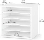 Ballucci File Organizer Paper Sorter, 5 Tier Adjustable Shelves Office Desk Organizer, 13 5/8" x 9 1/4" x 12", White (Pack of 2) - Image 3