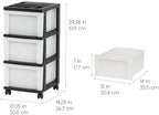 IRIS USA 3-Drawer Rolling Storage Cart, Black/Pearl - Image 2