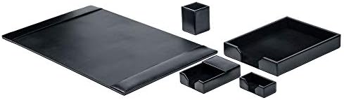 DACASSO Black Bonded Leather 5-Piece Desk Set - Image 2