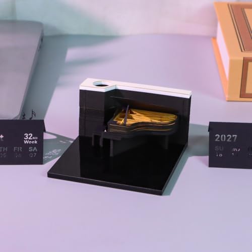 Time Piece Calendar, 3d Memo Pad Creative Desk Calendar, Room Decor Aethetic Gift (Black Piano 2027 Calendar) - Image 2