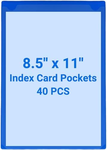 40 PCS Clear Self Adhesive Plastic Label Pockets, Top Loading Business & Library Index Card Holders, Fabric Tape Sleeves for Storage Bins, Totes, Binders and Drawers (8.5 x 11 Inch) by Kvatr-X