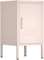 IRONFFICE Metal Cabinet,Locker Nightstand with Shelf,Metal Storage Locker,Steel Bedside Storage Cabinets for Living Room Bedroom,Pink by IRONFFICE