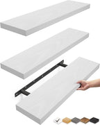 BAYKA White Floating Shelves 22.5in, Set of 3, Wall Mounted for Wall Decor by Bayka
