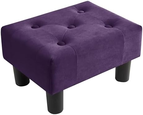 Poofzy Small Foot Stool Ottoman, Velvet Ottoman Foot Rest with Legs, Rectangle Foot Rest for Couch, Footstools and Ottomans Small for Living Room and Entryway (Purple) by Poofzy