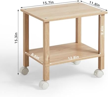 YUFAM 2 Tier Printer Stand with Storage,Under Desk Shelf Printer Table,Small Printer Stand with Wheels,Rolling Printer Cart for Office - Image 3