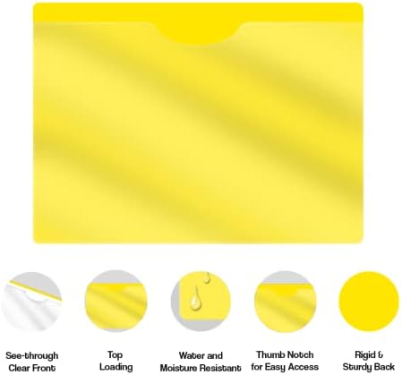 Yellow Plastic Folders with Pockets and Clear Cover, Doctor Stuff, Letter Size, Top Loading Vinyl File Folders, Job Jacket, Documents Holder, Pack of 100 - Image 4