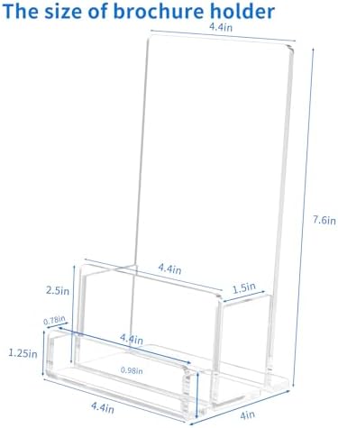 NIUBEE 6 Packs Acrylic Brochure Holder 4‘’, Pamphlet Flyer Display Stand - Image 3