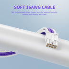 Sirlyr PSU Extension Cable Kit - Custom Sleeved Power Supply Mod for PC Build 16AWG 24Pin ATX/8 (4+4) Pin EPS CPU/8 (6+2) Pin PCI-E GPU PSU - White Purple 5 Kits - Image 2