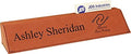 Inc Custom Designed Laser Engraved Leatherette Office Desk Name Plate on Wood Wedge 10.5" - Rawhide with Business Card Holder by EngravingInternational
