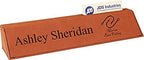 Inc Custom Designed Laser Engraved Leatherette Office Desk Name Plate on Wood Wedge 10.5" - Rawhide with Business Card Holder by EngravingInternational