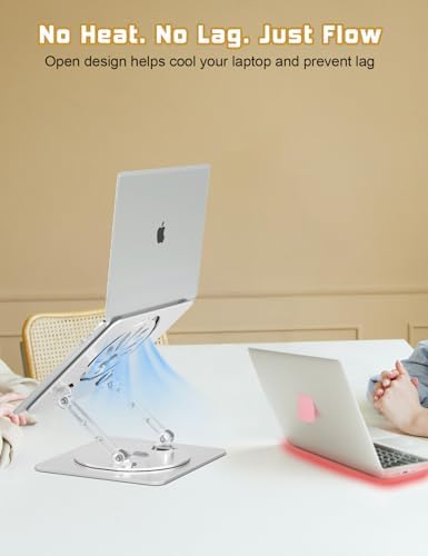 Adjustable Rotating Laptop Stand for Desk, Aluminum Riser, Silver - Image 5