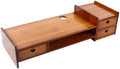 Bamboo Desk Monitor Stand with Drawer Wooden Computer Stand for Desk Monitor Riser with Storage for Laptop, PC Screen, TV, Printer, 3 Drawers + Hidden Keyboard Space by Unknown
